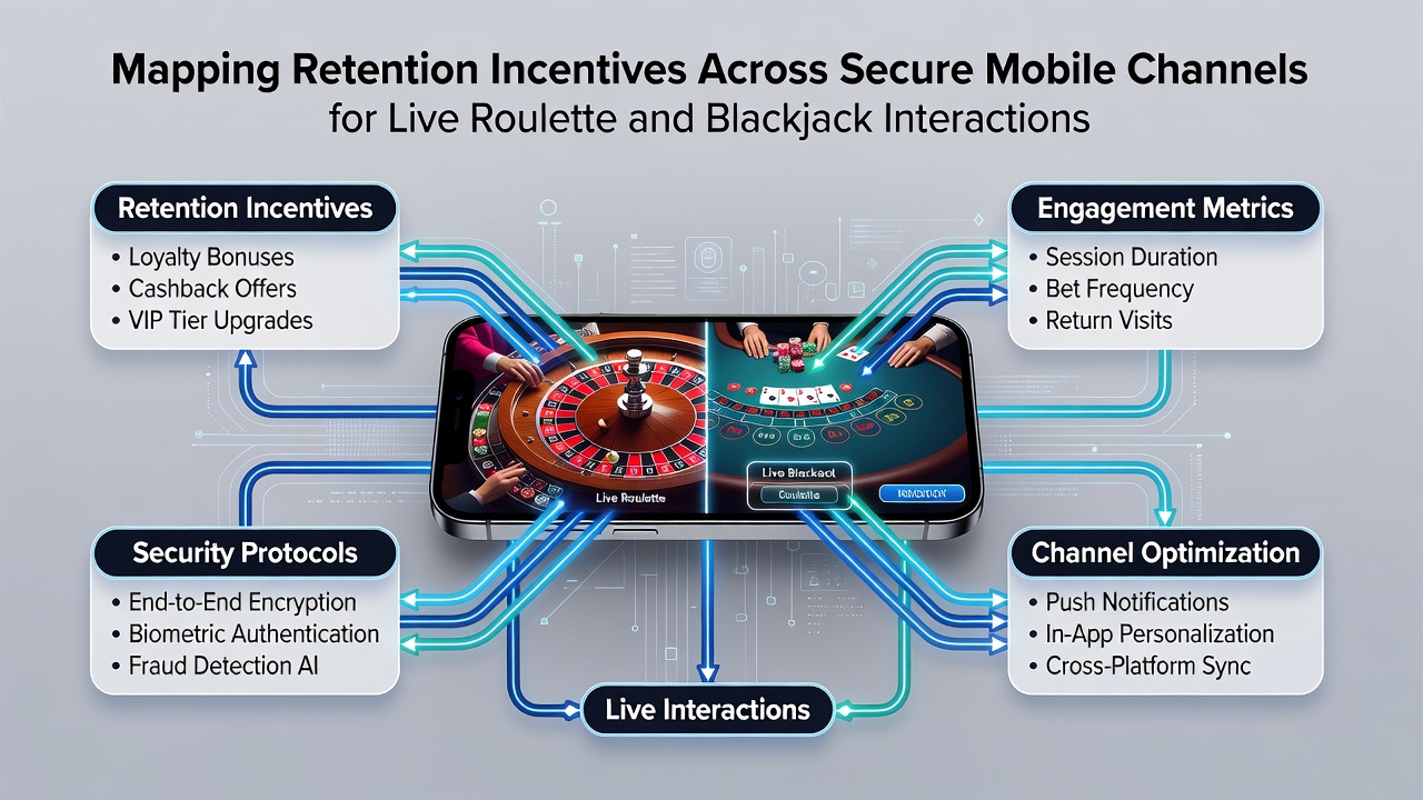 Visualisierung der Verknüpfung von Anreizen mit sicheren mobilen Blackjack- und Roulette-Sitzungen