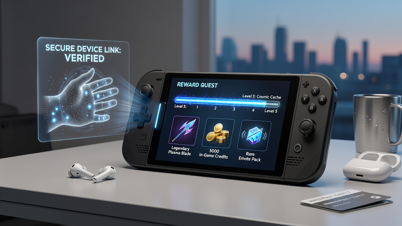 Sichere mobile Transaktionen mit Belohnungsverteilung auf einem Tablet während einer Gaming-Session